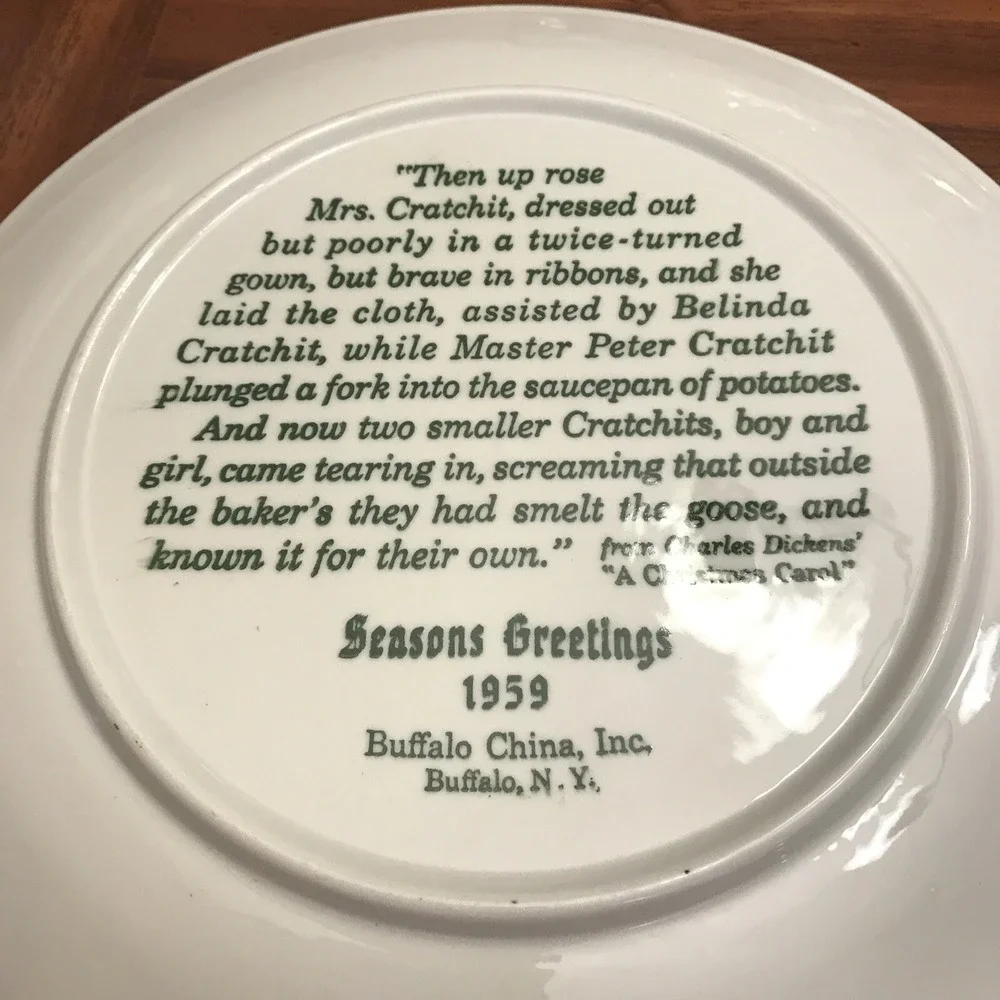 Up rose mrs cratchit Seasons Greetings‎ 1959 Buffalo China
